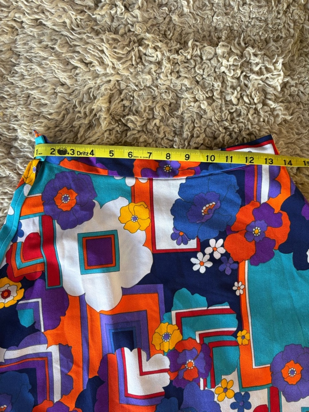 Women’s Vintage 70s Handmade Geo Flower Print Retro Skirt - Picture 5 of 9